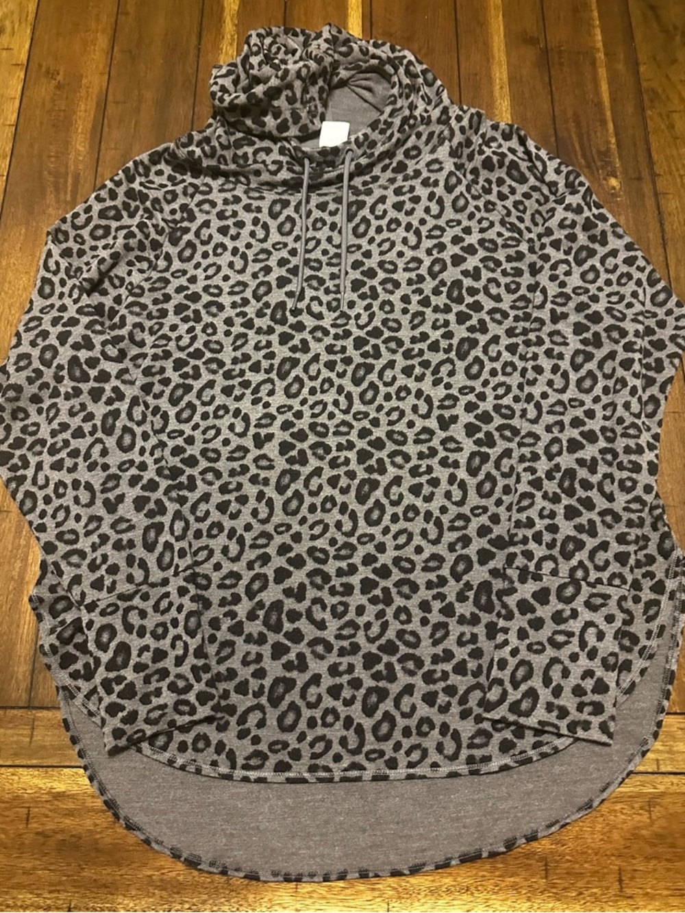 Athletic Works Gray Leopard Print Pullover Hoodie